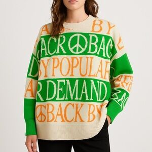 Quicksilver Originals Jacquard Sweater Peace Back By Popular Demand Size L